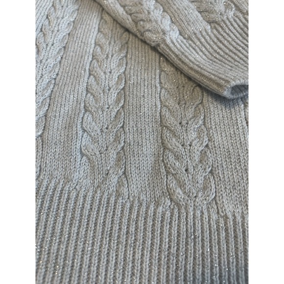 ATHLETA Women's Crossroads Crew Cable Knit Sweater Light Gray Metallic XS - Picture 8 of 8